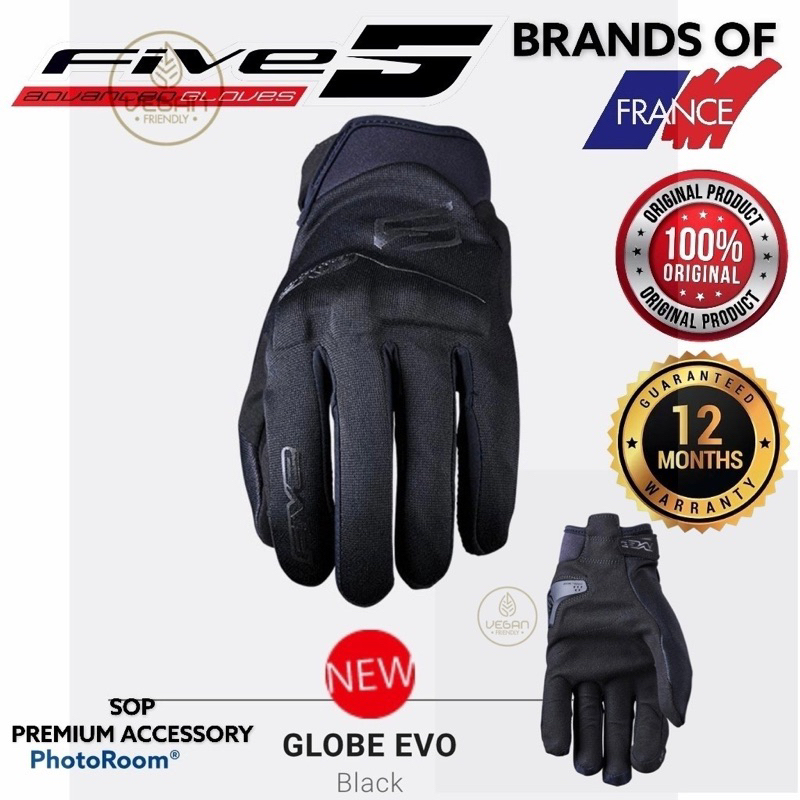 ORIGINAL FIVE5 GLOBE EVO 2023 FIVE 5 RIDING GLOVE ORIGINAL FIVE 5 MOTORCYCLE GLOVE MADE IN FRANCE