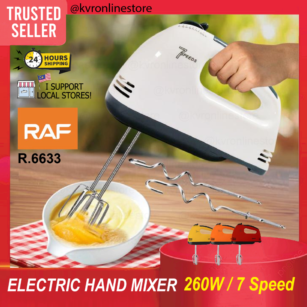 RAF/SCARLETT Electric Hand Mixer 7 Speeds Portable Handheld Baking 260W with Beater Whisk / Mesin Pengadun Tepung Pengis