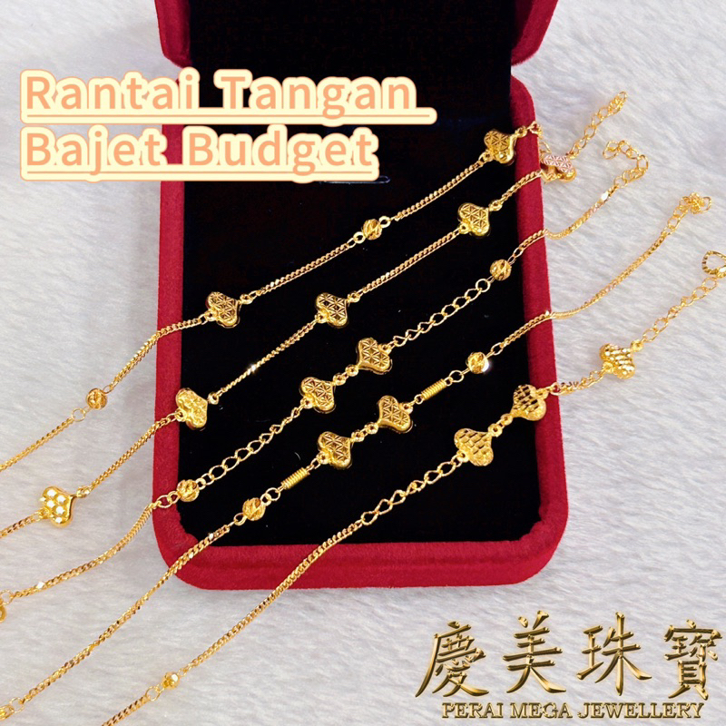 Perai Mega 916/22K Tulen Rantai Tangan Mesin Emas 916 Rantai Tangan Gantung Love Rantai Tangan Emas 916 Bajet