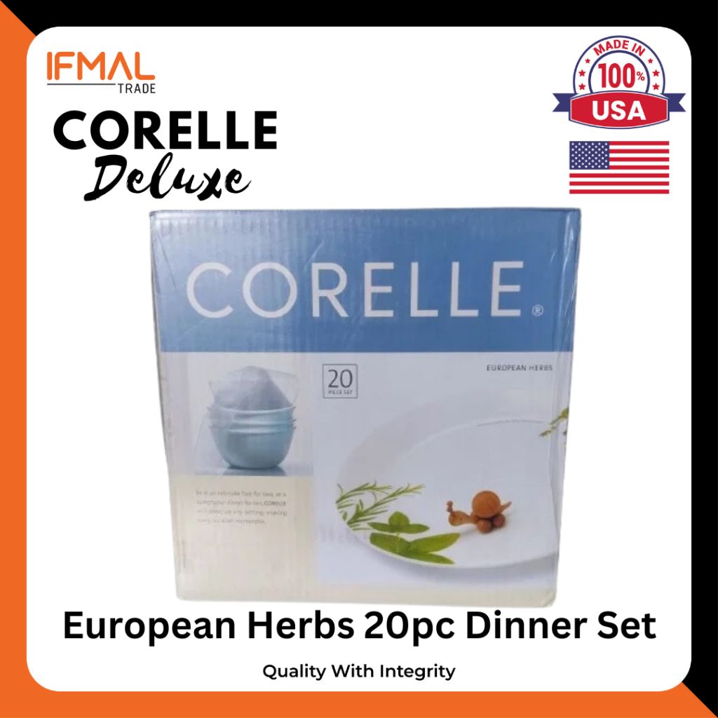 (Ready Stock!!) Corelle European Herbs 20pc Dinnerware Set | Deluxe Dinner Serve Set