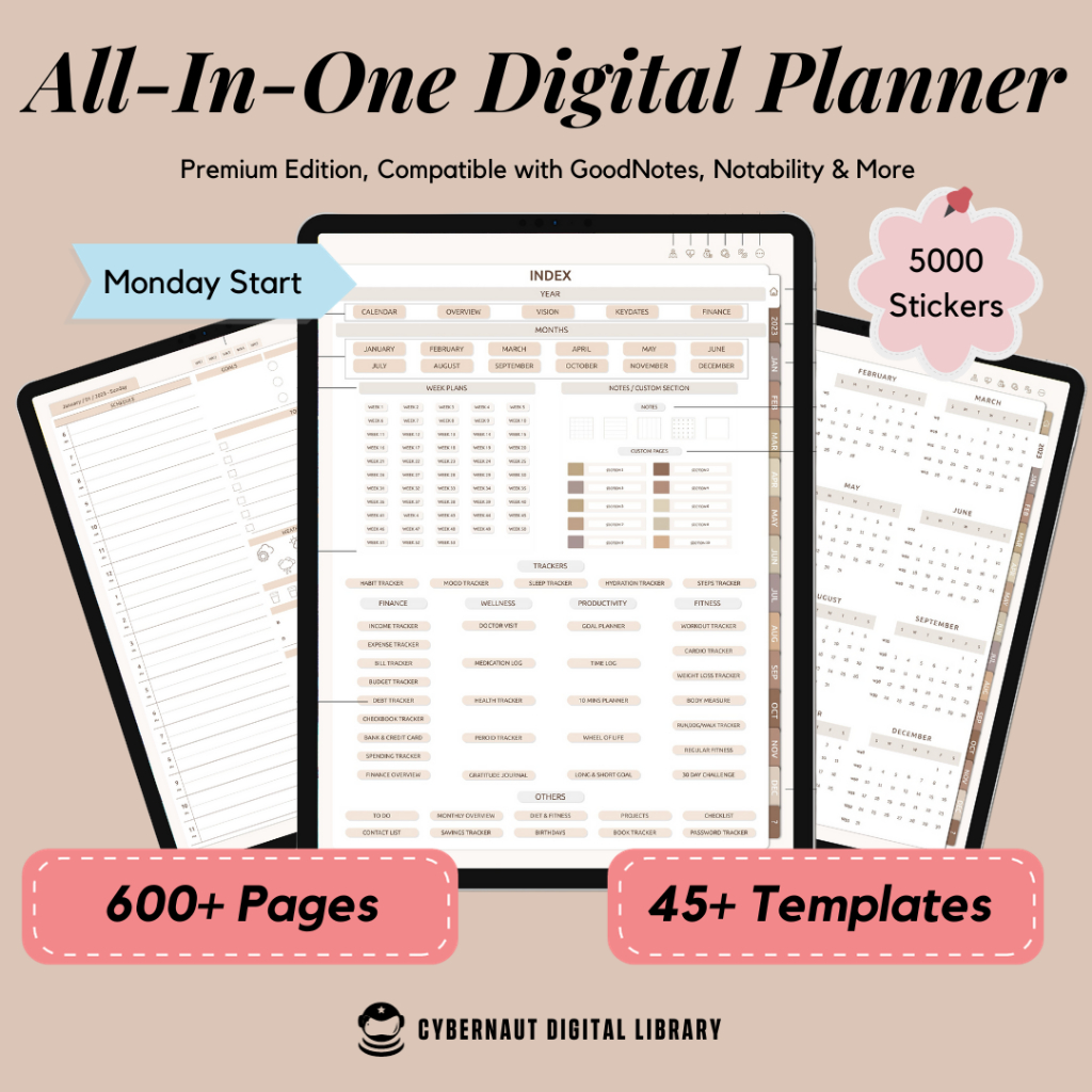 Digital Planner, Digital Planner 2023 2024 Undated, Goodnotes Planner, Ipad Planner, Productivity Planner, Premium