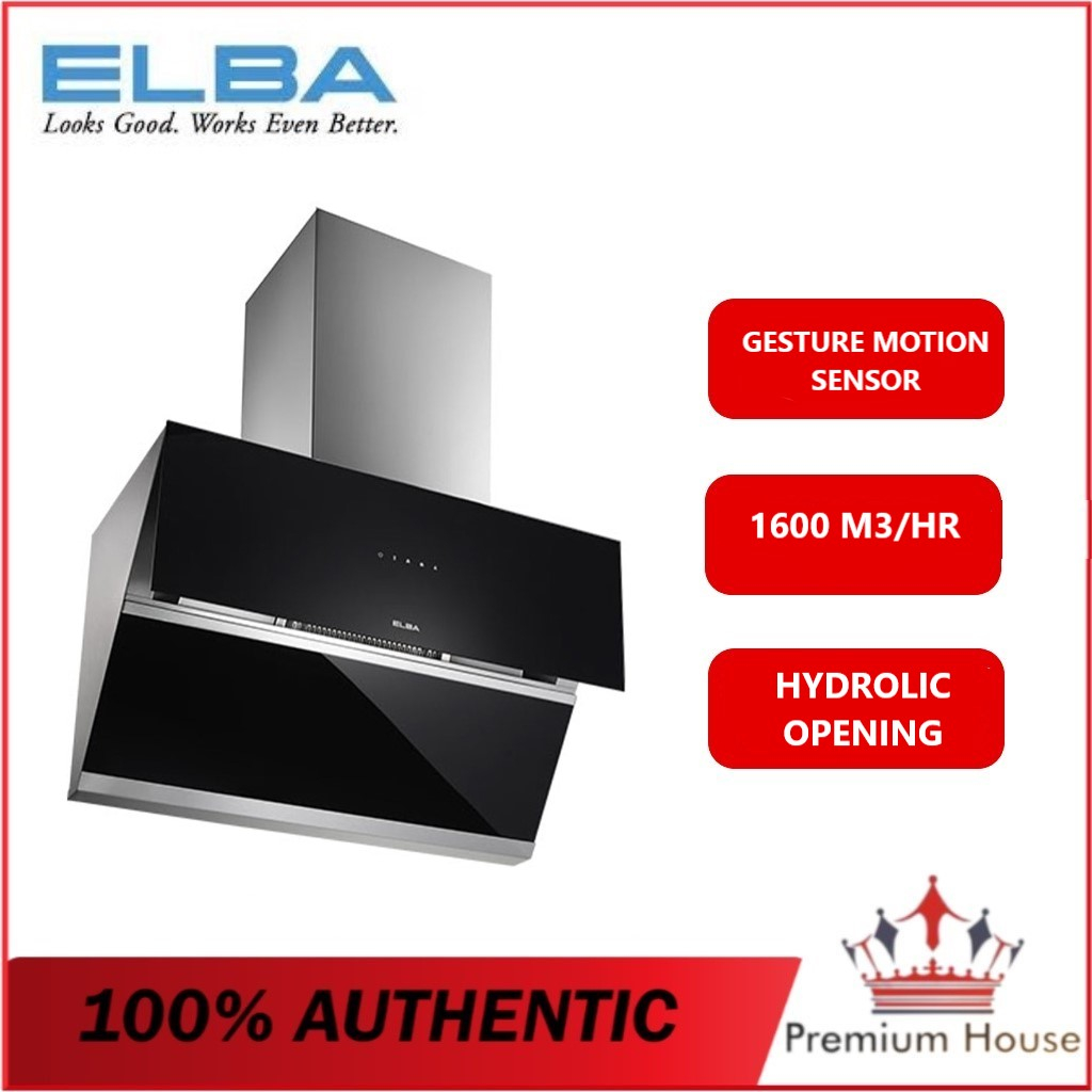 ELBA 1,600M3/HR Designer Cooker Hood EH-N9125ST(BK) | Gesture Motion Sensor Technology