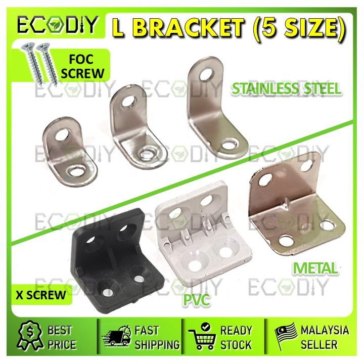 ECODIY?? [Stainless Steel/PVC/Metal] L Bracket 90 Degree Right Angle Shelf Support Bracket