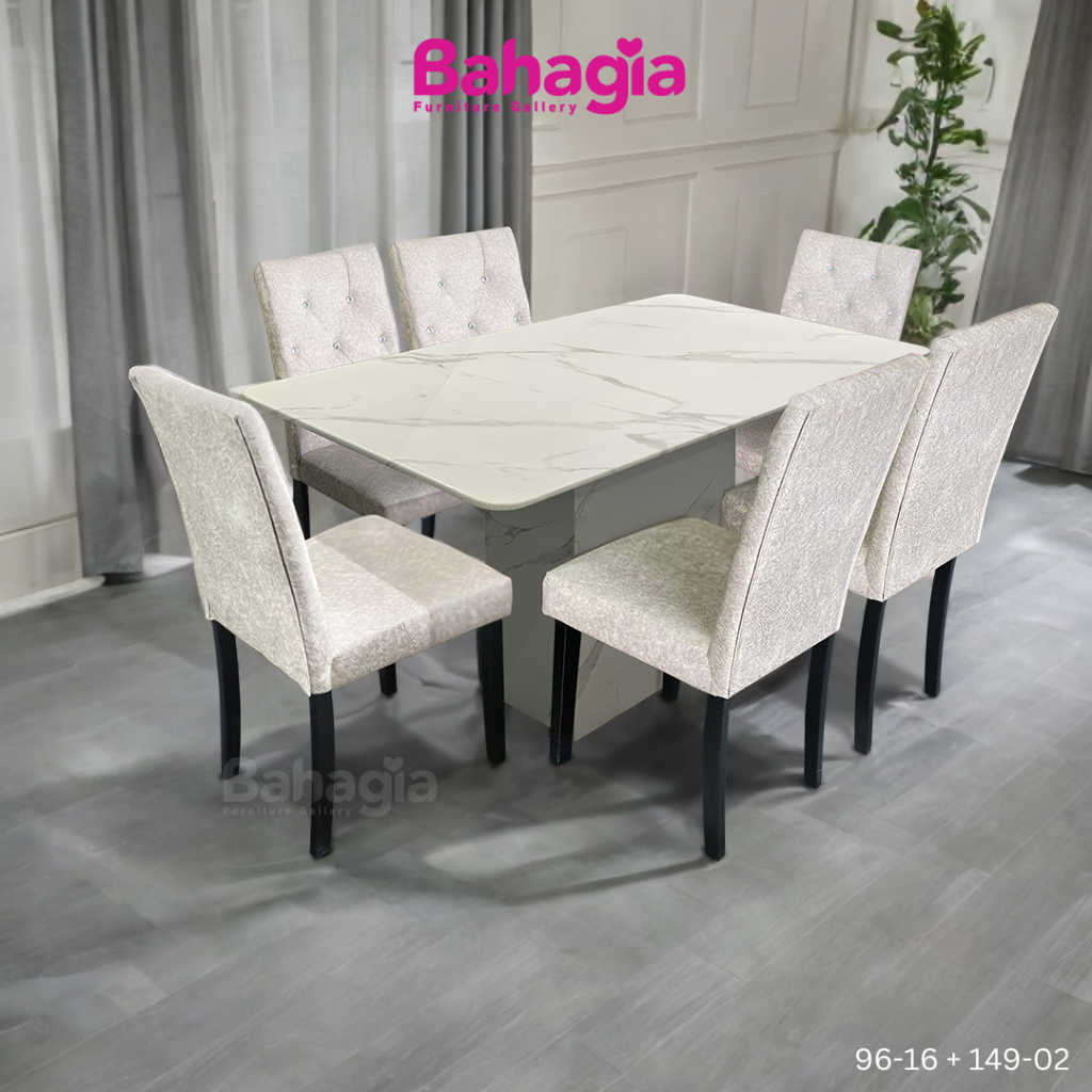 Pre-Order Free Install  Bahagia Belmond Marble Table Dining Set 1+6 (140x80cm) ~ Dining Room ~ 餐桌椅 96-16+149-02