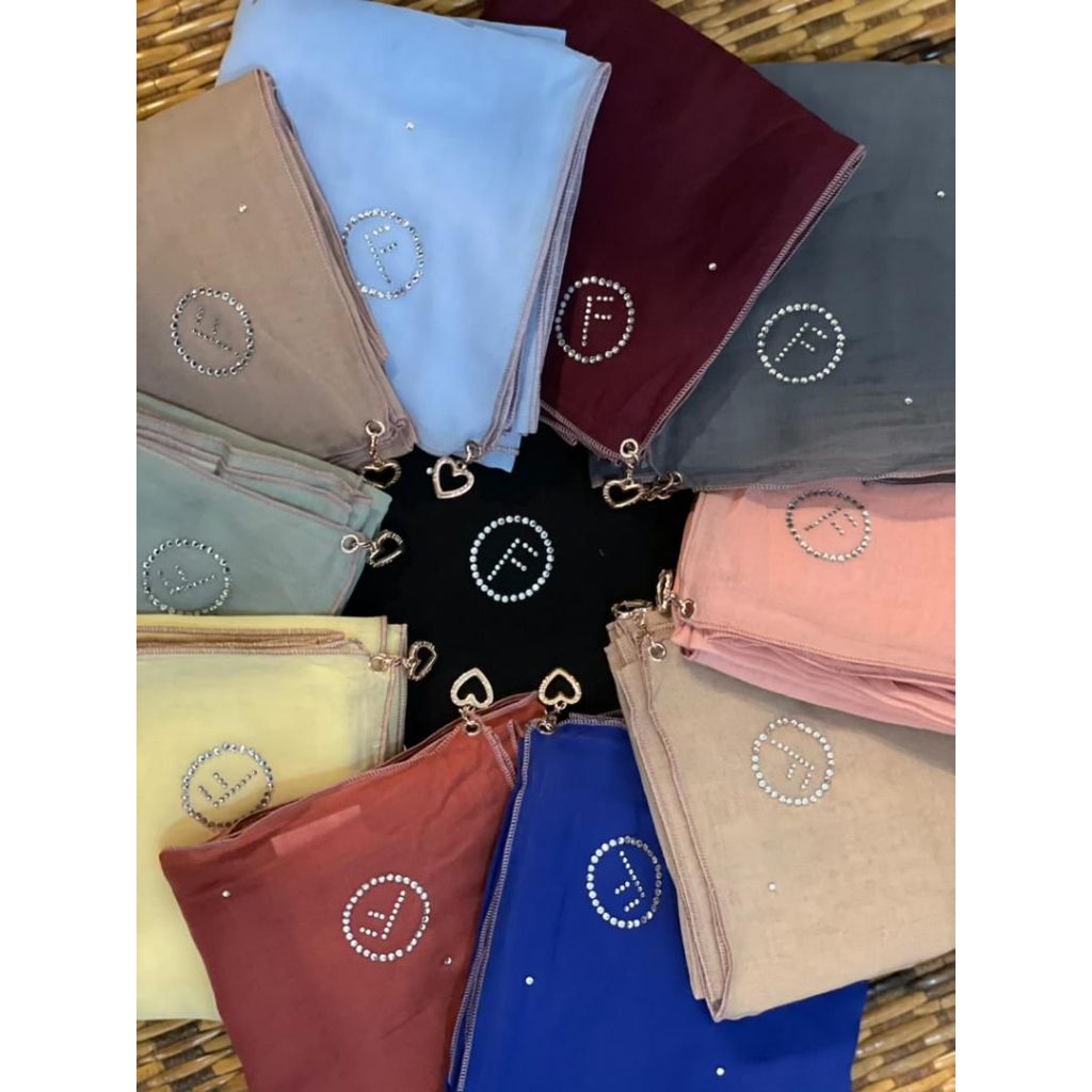 TUDUNG BAWAL FAZURA PLAIN BATU DENGAN CHARM LOVE PESONA HATI BIDANG 45 COTTON CANTIK MUSLIMAH WOMEN FASHION HIJAB