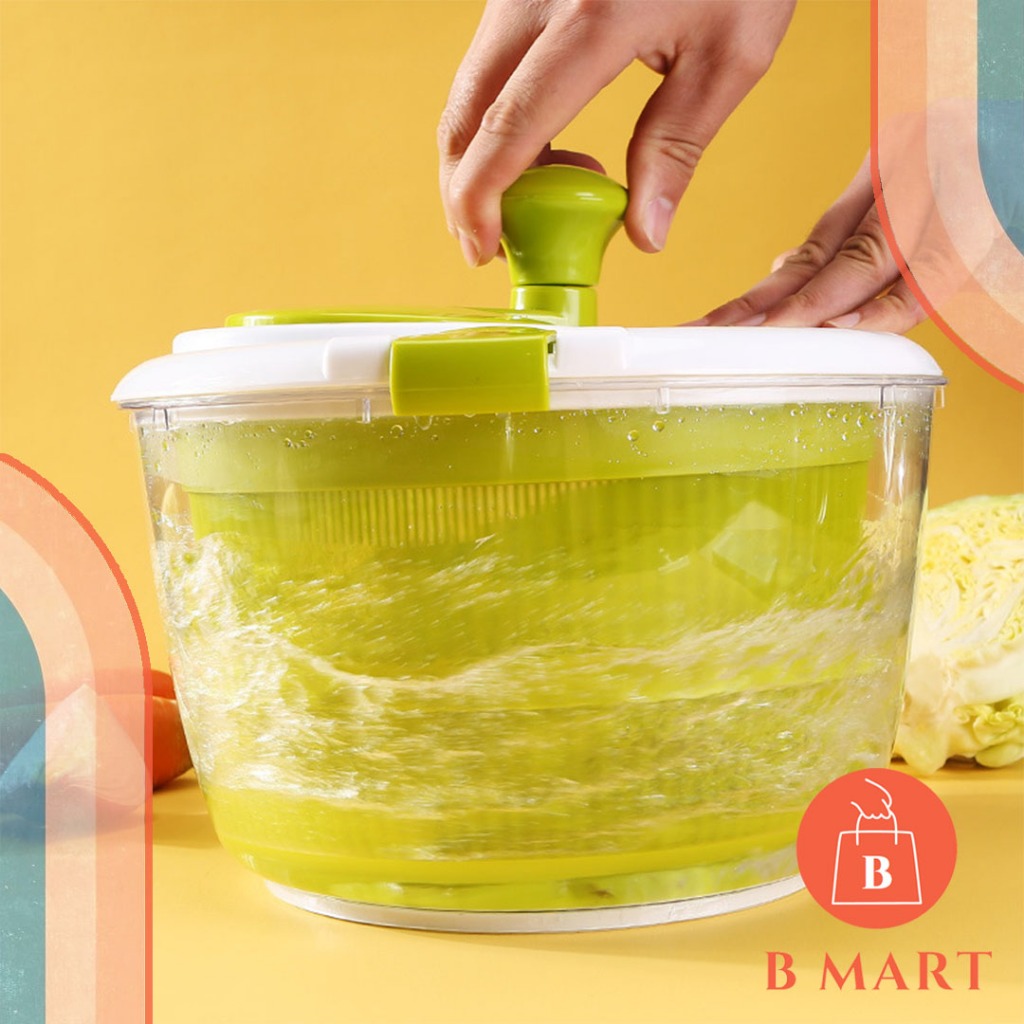 WASHING SALAD SPINNER UPPFYLLD TOKIG PEMUTAR SALAD WASHER CUCI SALAD DEHYDRATOR DRYING SALAD WATER DRAIN BASKET