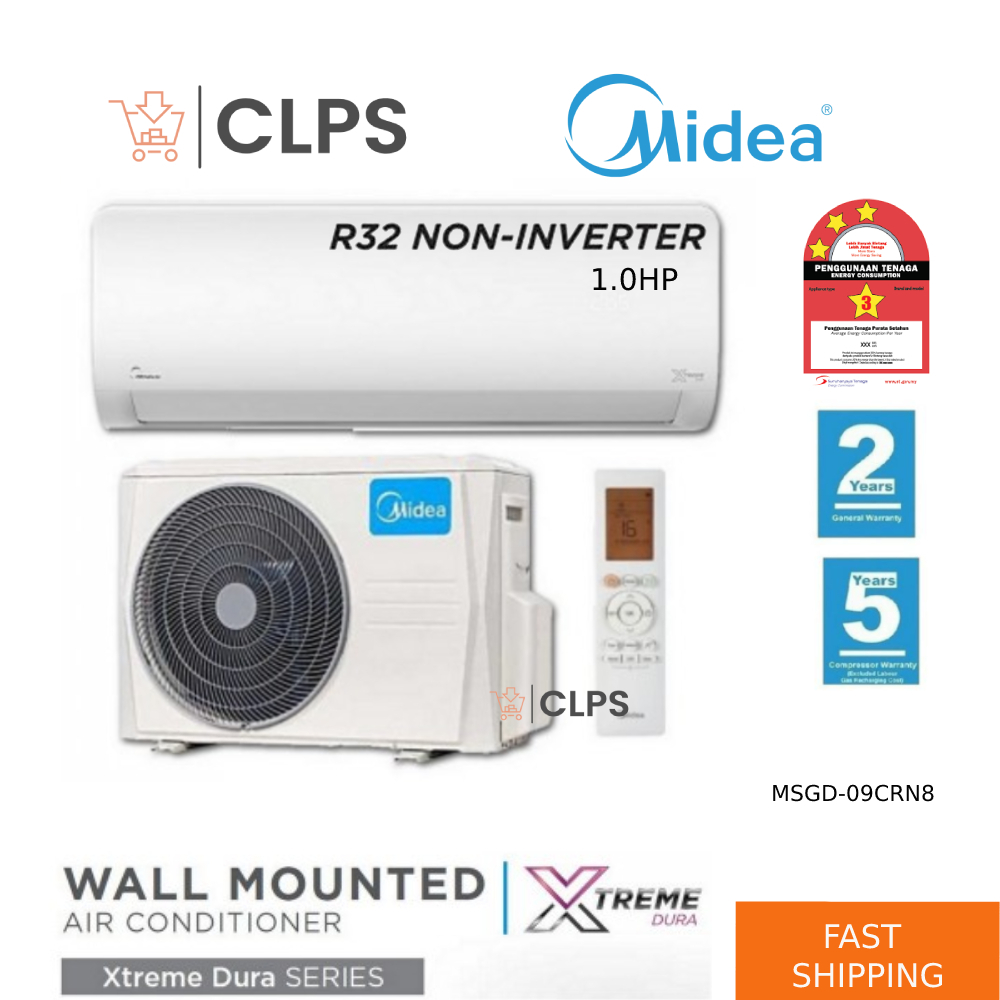 Midea R32 Non inverter Air Conditioner 1.0hp MSGD-09CRN8 MSGD-12CRN8 MSXD-09CRN8 1.5hp MSXD-12CRN8 Air Cond 冷气机