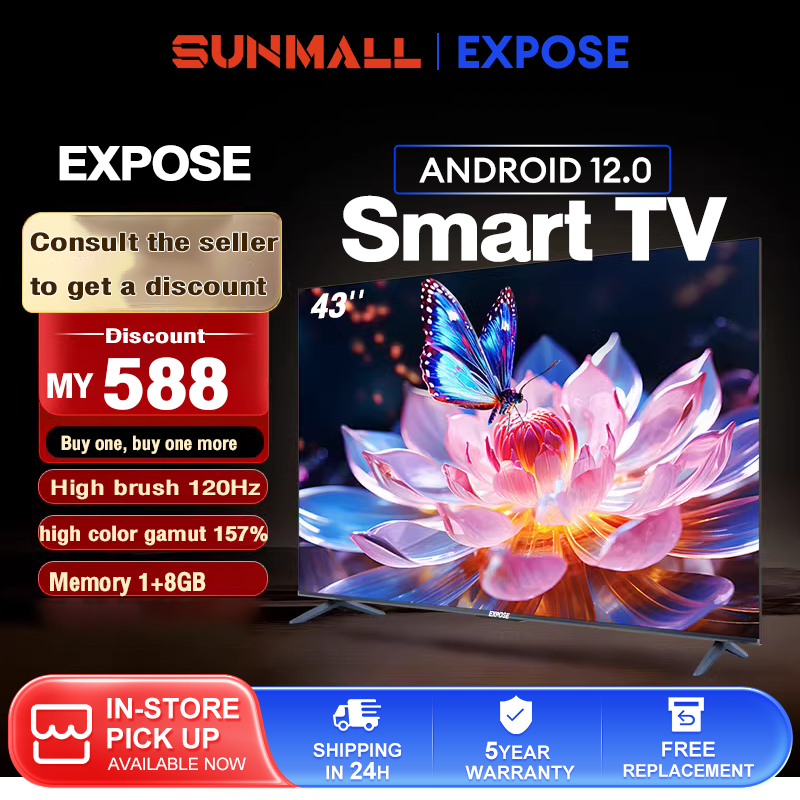 Smart TV EXPOSE 4K UHD Android TV 43 Inch With WiFi/YouTube/MYTV/Netflix/Hdmi  LED TV 3 years warranty