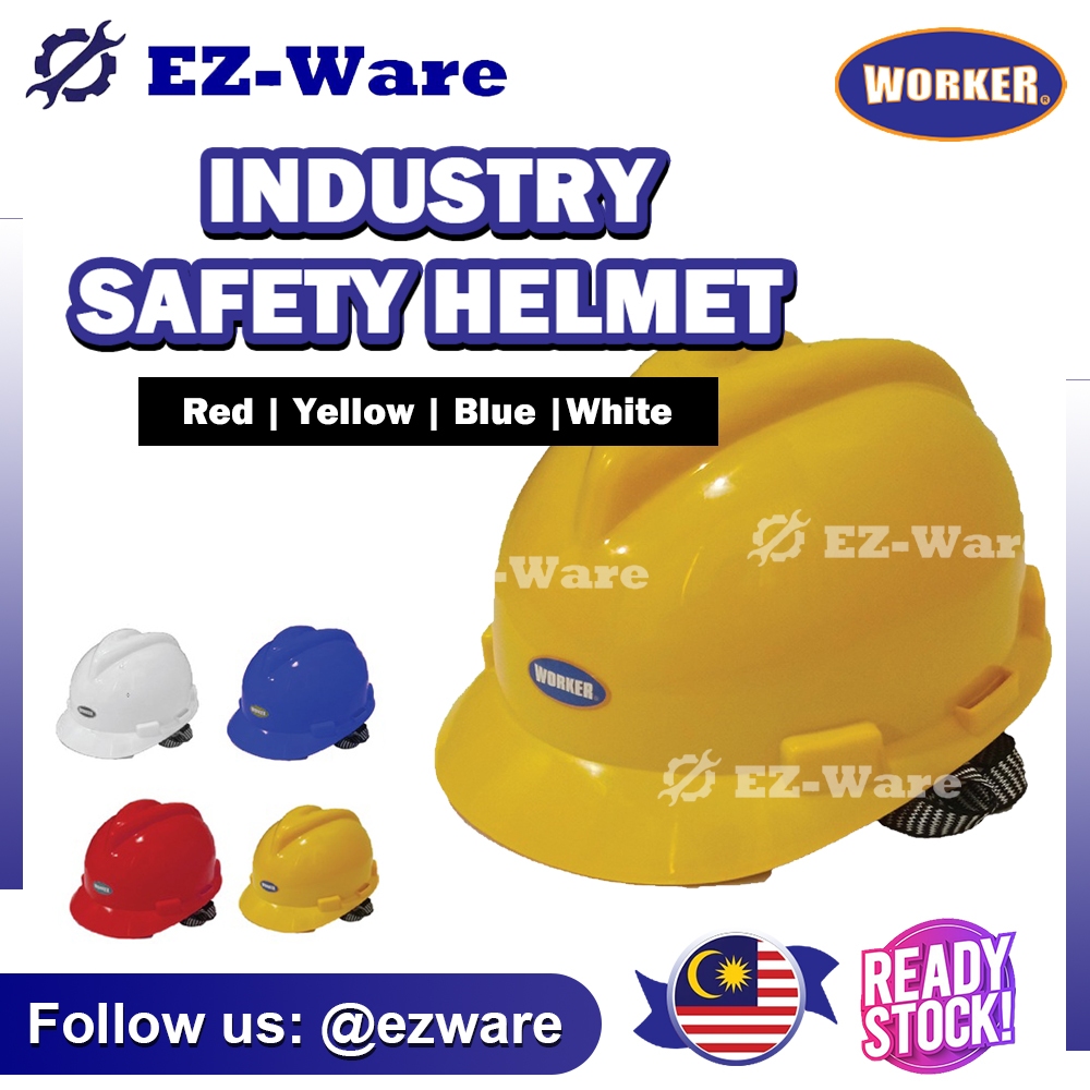 WORKER Safety Helmet Hard Hat Job Site Construction Project Worker Protection Yellow White Red Blue