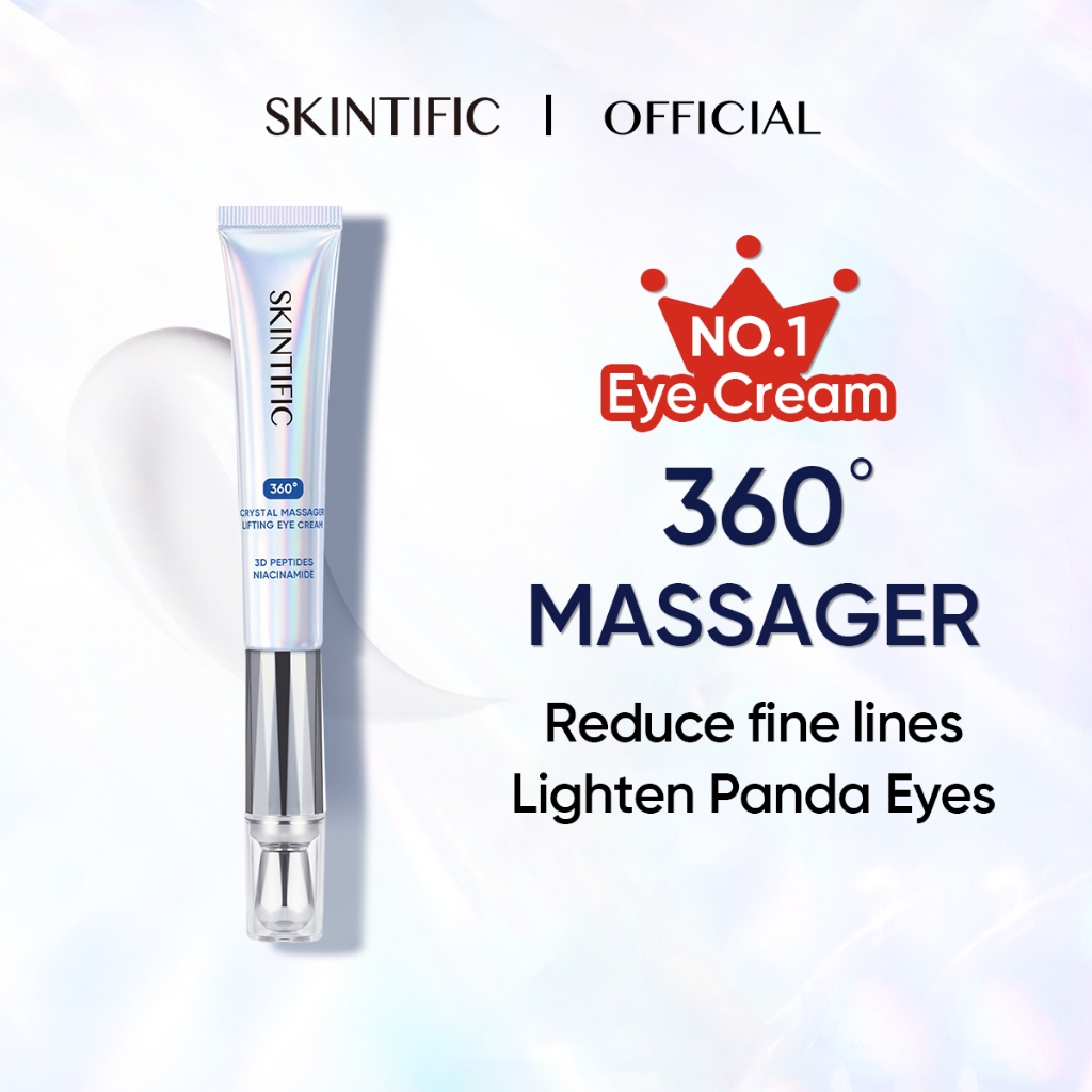 SKINTIFIC 360° Crystal Massager Lifting Eye Cream Eye Serum Removes Fine Lines Dark Circles With Niacinamide Caffeine