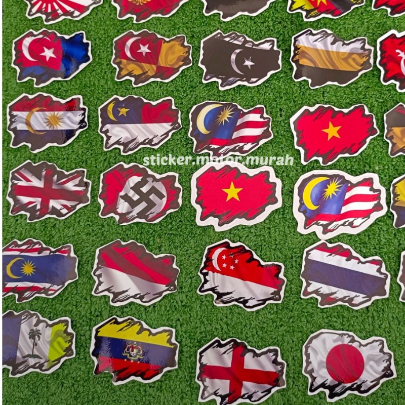 STICKER MINI - FLAG BENDERA VIETNAM , MALAYSIA , SARAWAK , JOHOR , JAPAN, RISING SUN FLAG