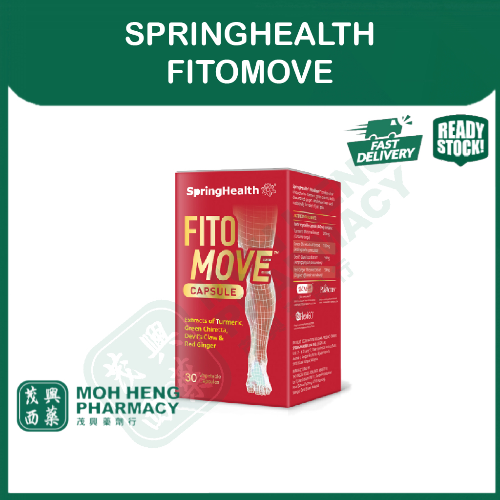 SPRINGHEALTH FITOMOVE VegeCap (30's) Extracts of Turmeric, Green Chiretta, Devil's Claw & Red Ginger