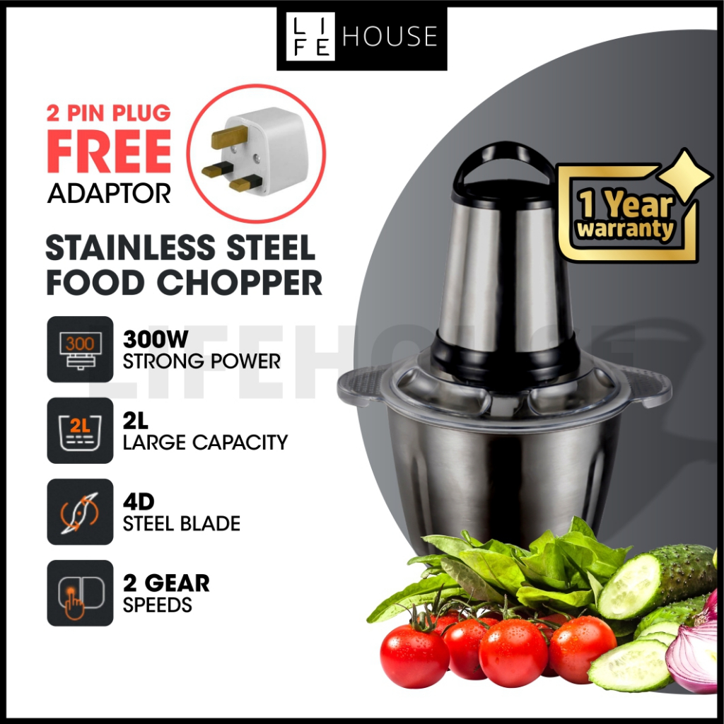 2L/3L Stainless Steel Food Processor Blender Electric Mixer Meat Grinder Mesin Pengisar Bawang Daging Auto Food Chopper