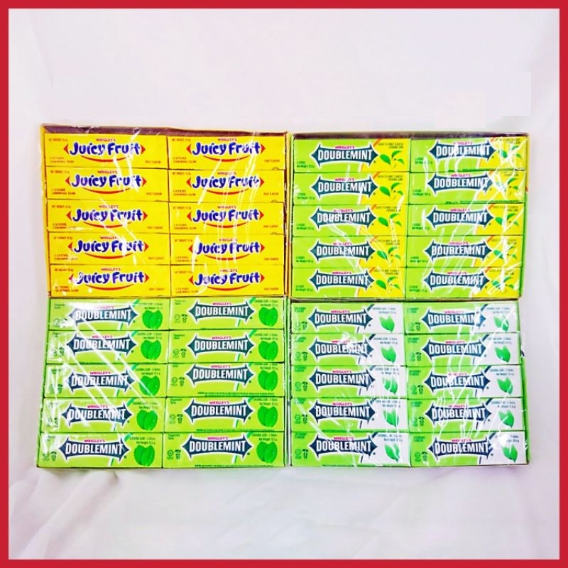 20PCS WRIGLEY'S CHEWING GUM DOUBLEMINT 270G OUTER (GREEN TEA / PEPPERMINT / JUICY FRUIT / SPEARMINT / STRAWBERRY)