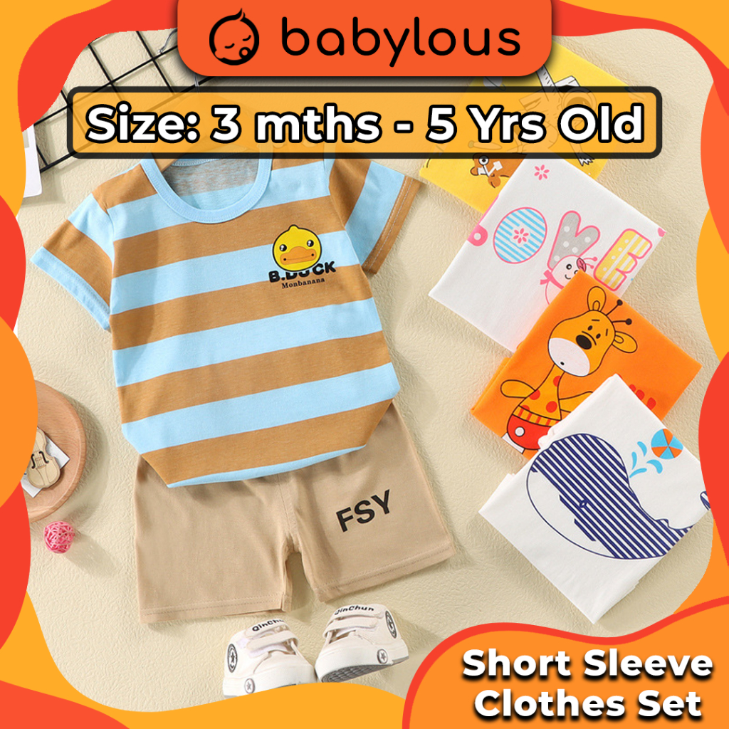 Kids Short Sleeve T Shirt Set Clothes Baju Budak Bayi Murah Baju Baby Boy Girl Newborn Clothing Children Summer Wear