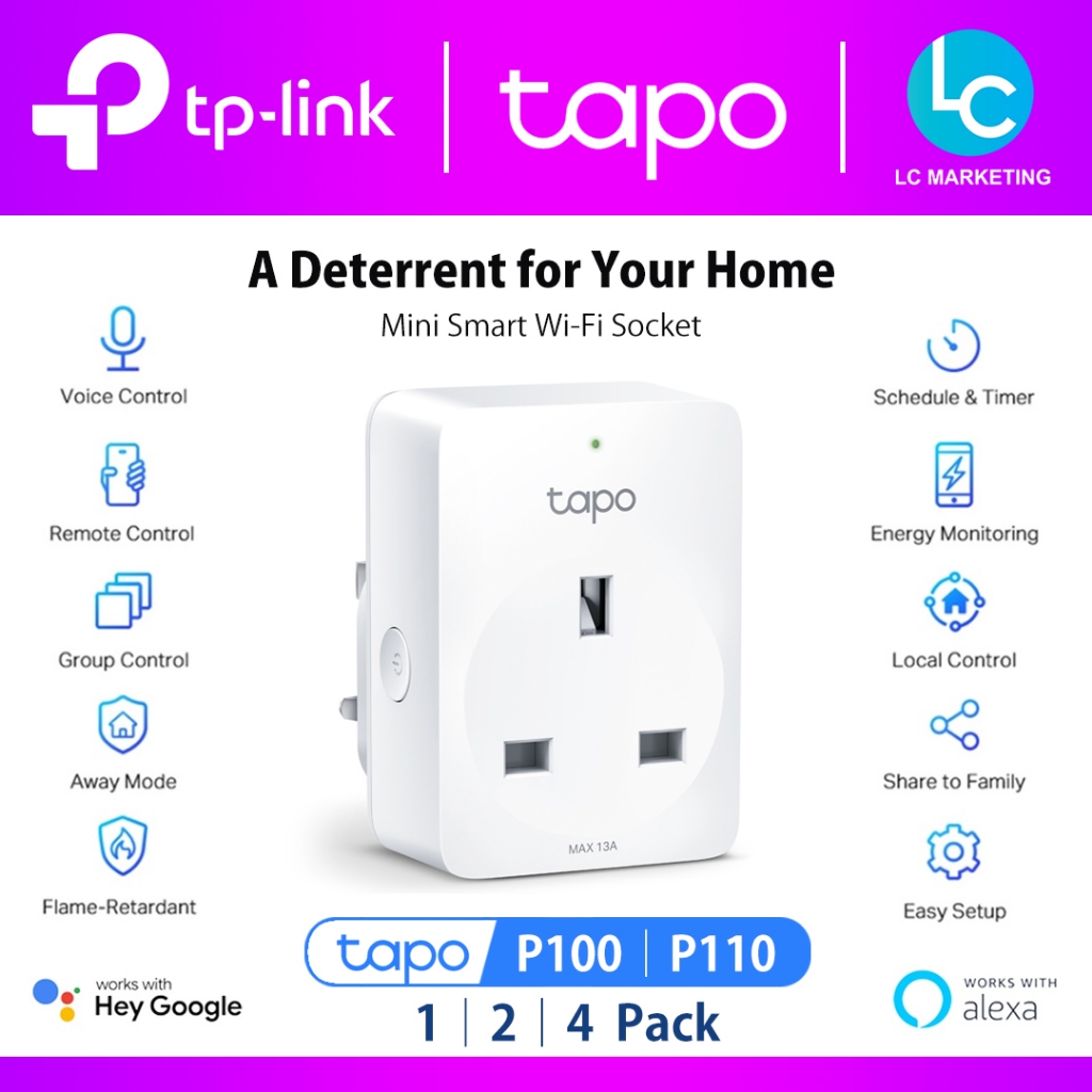 TP-Link Tapo P100 / P110 Mini Smart Wi-Fi Socket Plug Remote Voice