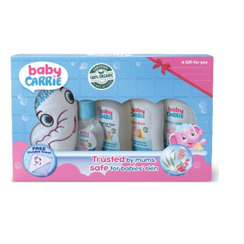 Baby Carrie Gift Set Value Set (Contains 5 Product- Hooded Towel / Lotion / Head to Toe / Baby Bath / Baby Oil)