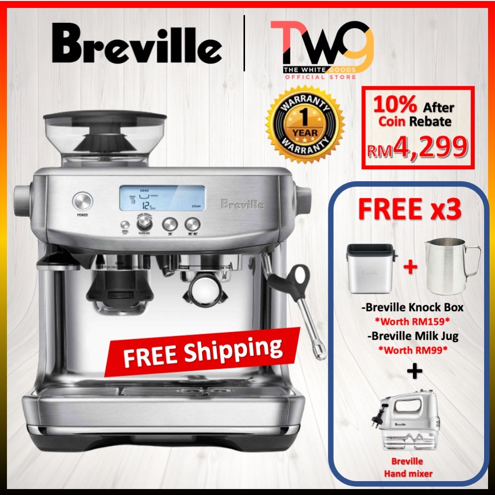 [Free 3 Gift] Breville the Barista Pro™ BES878 With LCD Display (Stainless Steel Silver / Sea Salt / Smoked Hickory)