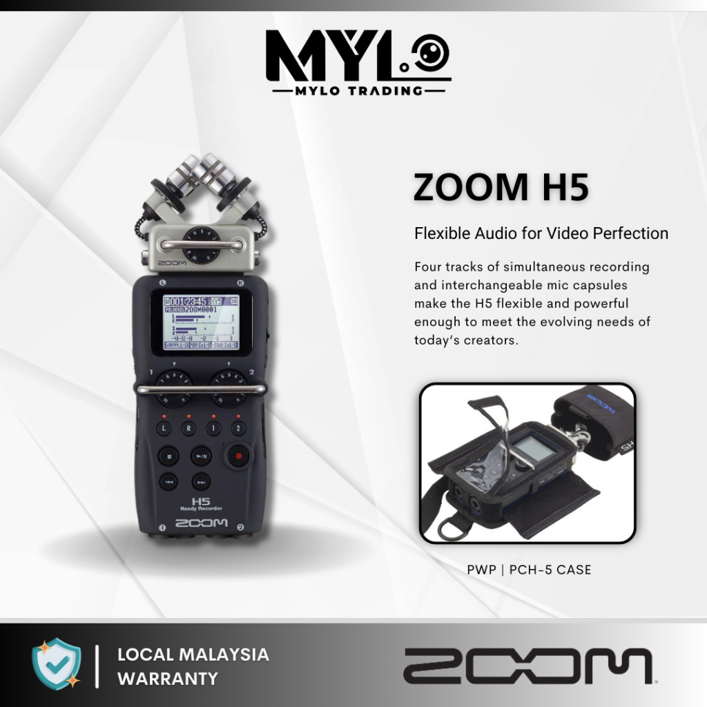 (Ready Stock) Zoom H5 Handy Recorder with Interchangeable Microphone System