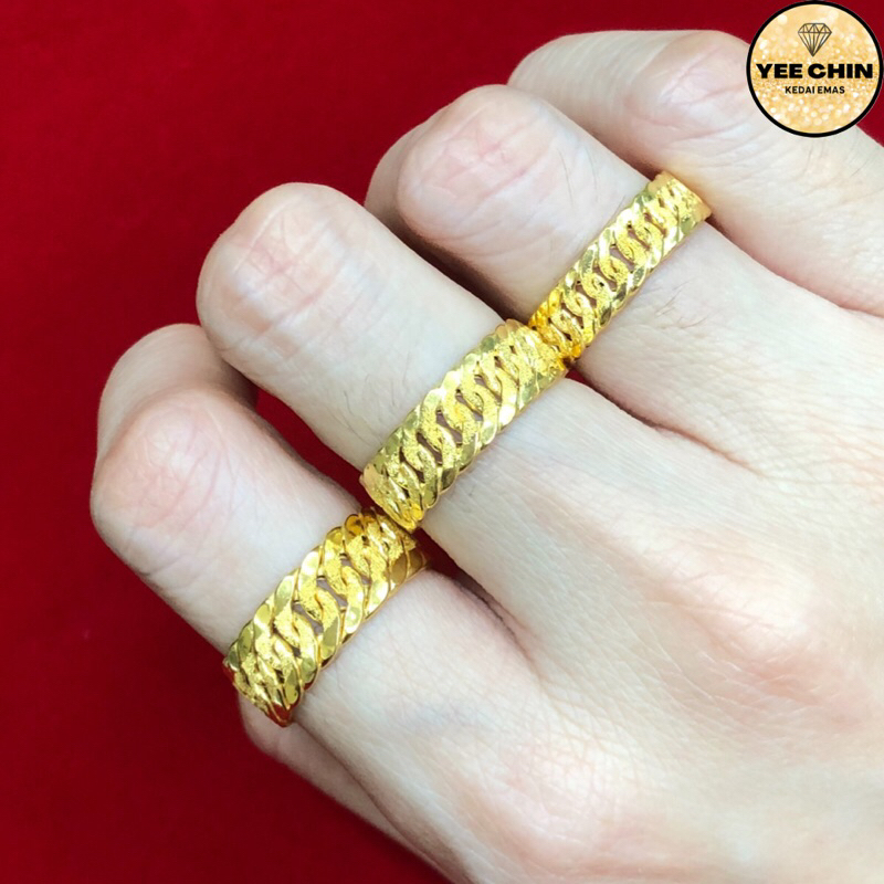 Yee Chin Cincin Emas 916 Lipan Kait Dua Pasir Kosong Cincin Dunhill / Ring Gold 916