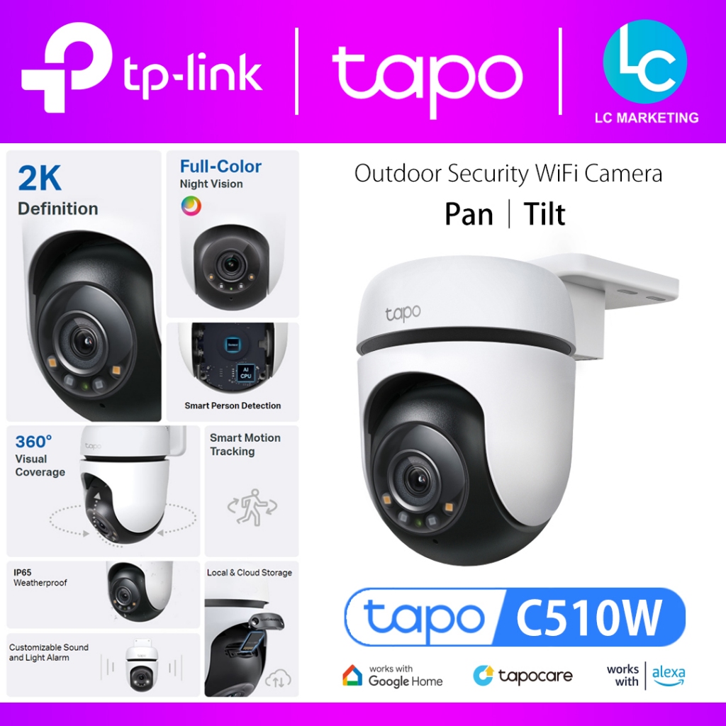 TP-Link Tapo C510W 2K CCTV Pan Tilt AI Outdoor Home WiFi Network