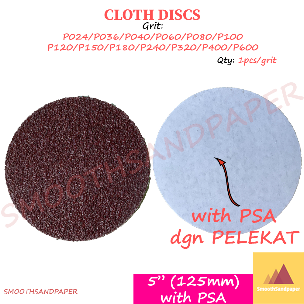 5 Inch Sanding Disc PSA (Self Adhesive) | Red Cloth Aluminium Oxide Sandpaper P24-P600 | Best For Metal image 5