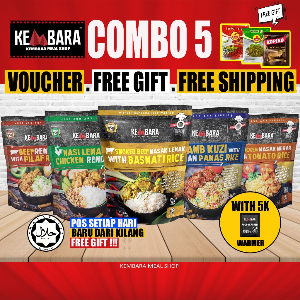 (5x FREE GIFT)KEMBARA MEAL :BEEF RENDANG / CHICKEN MASAK MERAH / NASI LEMAK / LAMB KUZI / SMOKE BEEF