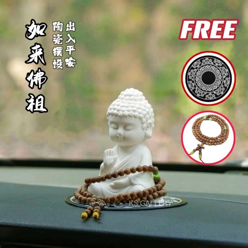 FullSet Car Decoration Ceramics Buddha Statue 如来佛祖 释迦牟尼佛 小如来佛 陶瓷材质 可爱保平安 汽车摆件 车内装饰品