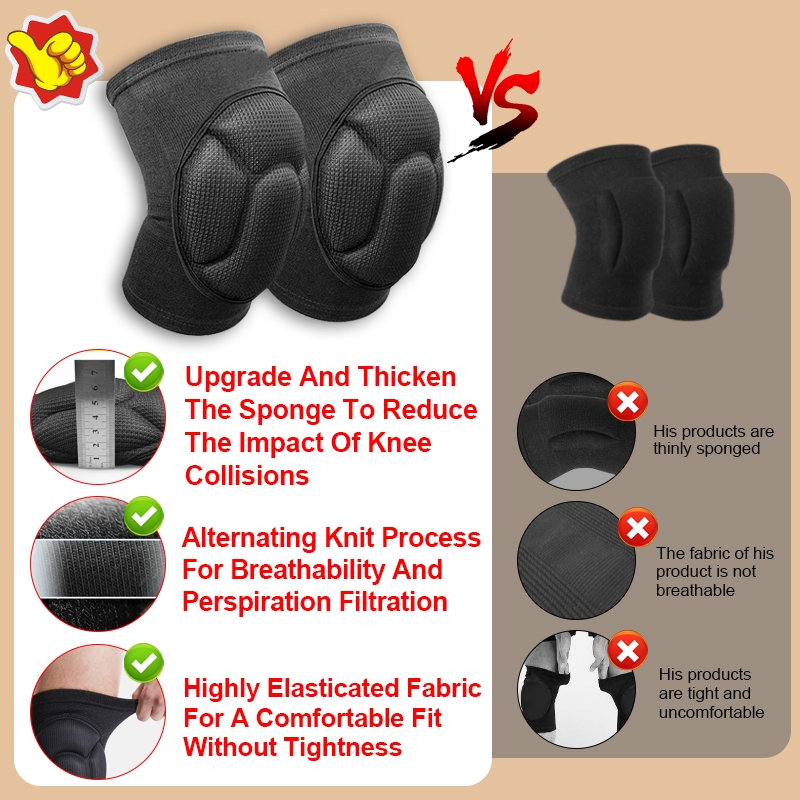 1 Pair Knee Pads with Thick Sponge Padding and non slip socks for Enhanced Protection