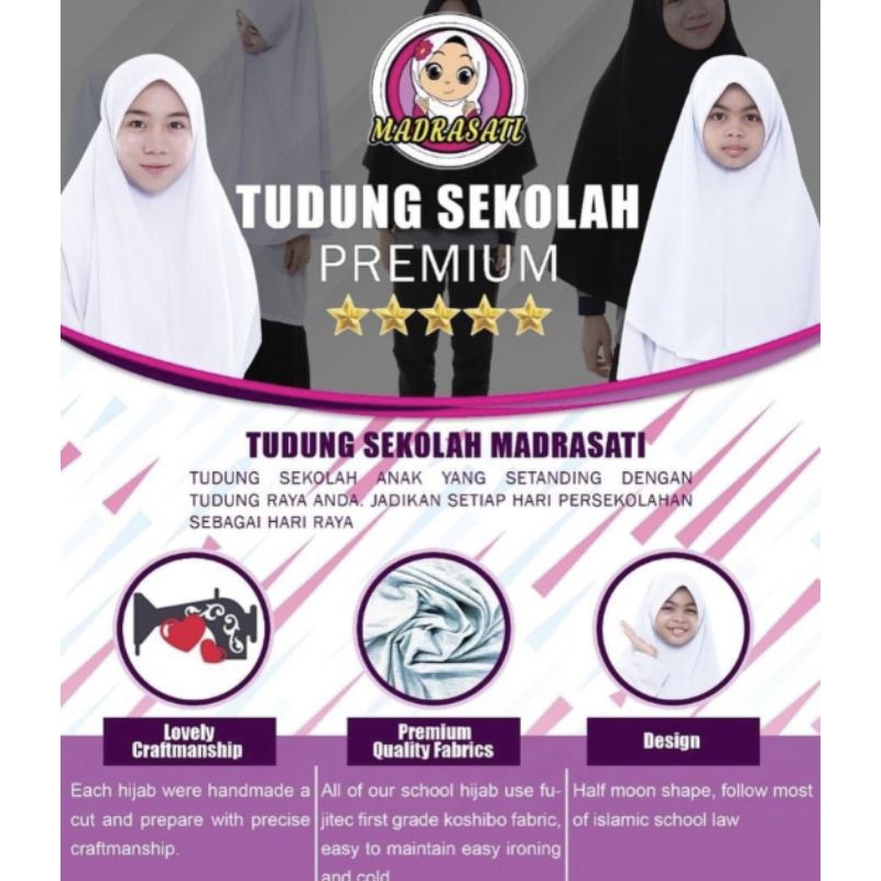 TUDUNG LABUH SEKOLAH MENENGAH AGAMA PREMIUM