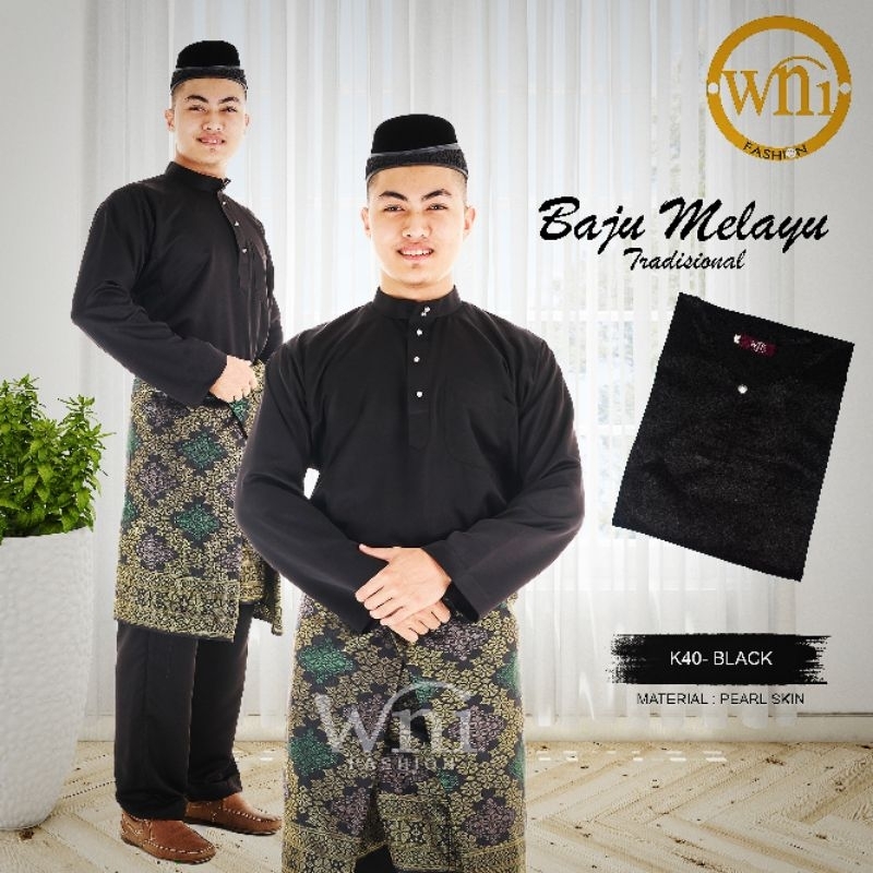 BAJU MELAYU TRADISIONAL HITAM / BLACK (BERPESAK)