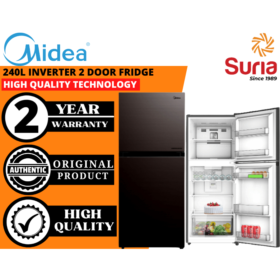 (Free Delivery Kedah,Penang&Perlis)Midea 240L/280L/400L 2Door Inverter Refrigerator Peti Ais MDRT306MTB30 MDRT489MTB46