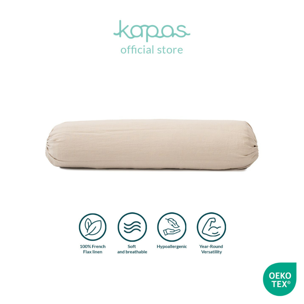 KAPAS LIVING | Bolstercase | 100% French Linen | Soft & Breathable | Fits 37cm X 107cm