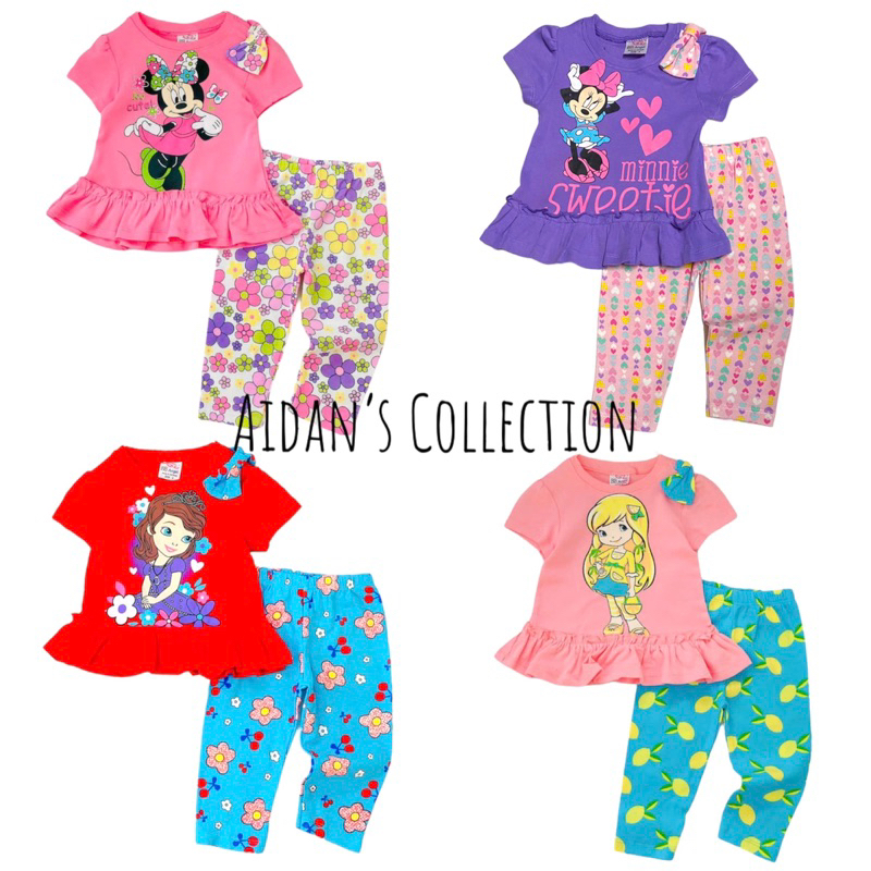 Pyjamas Girls Doll BB Angel / Short Sleeves and Long Pants / Baju Tidur Doll Kanak-Kanak Perempuan ( 1 tahun - 6 Tahun )