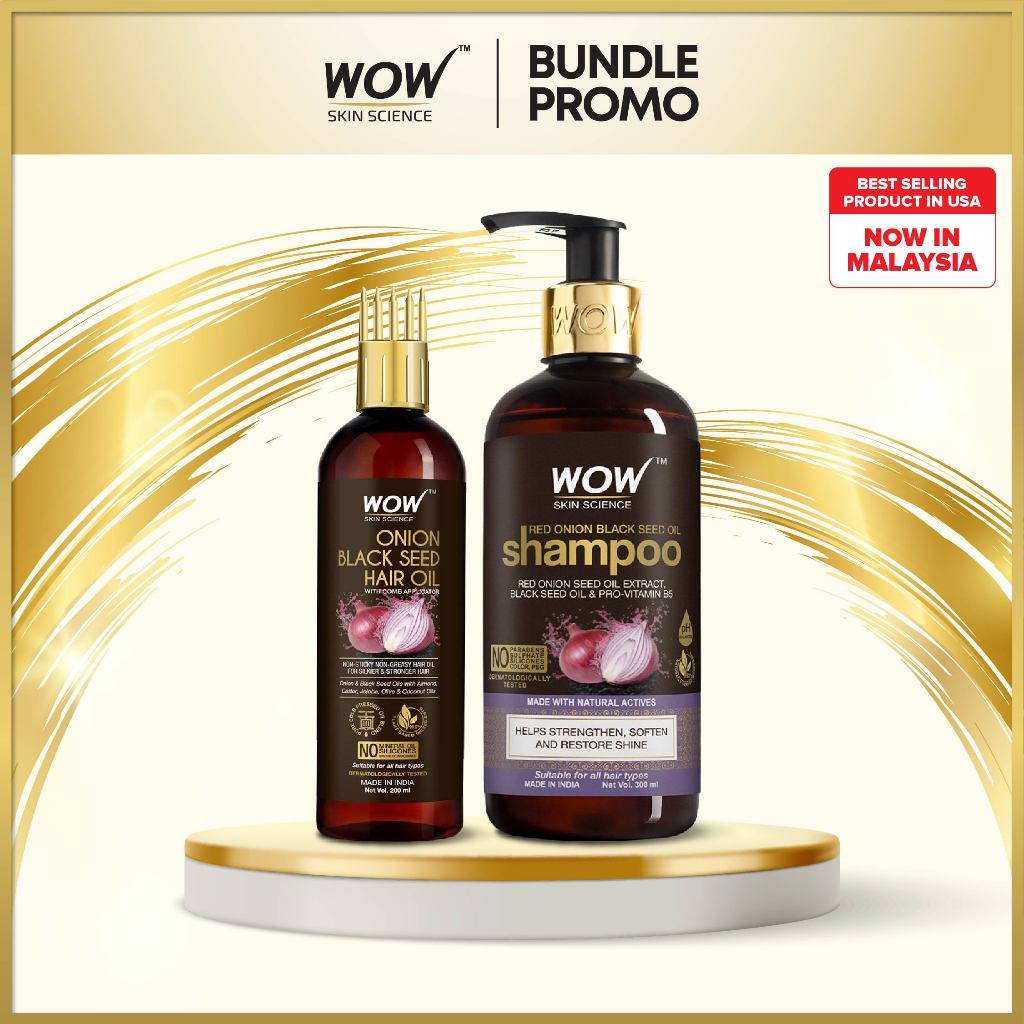 [Bundle]Wow Skin Science Onion Oil Hair Kit For Hair Fall Control-Shampoo + Onion Hair Oil WithBrush