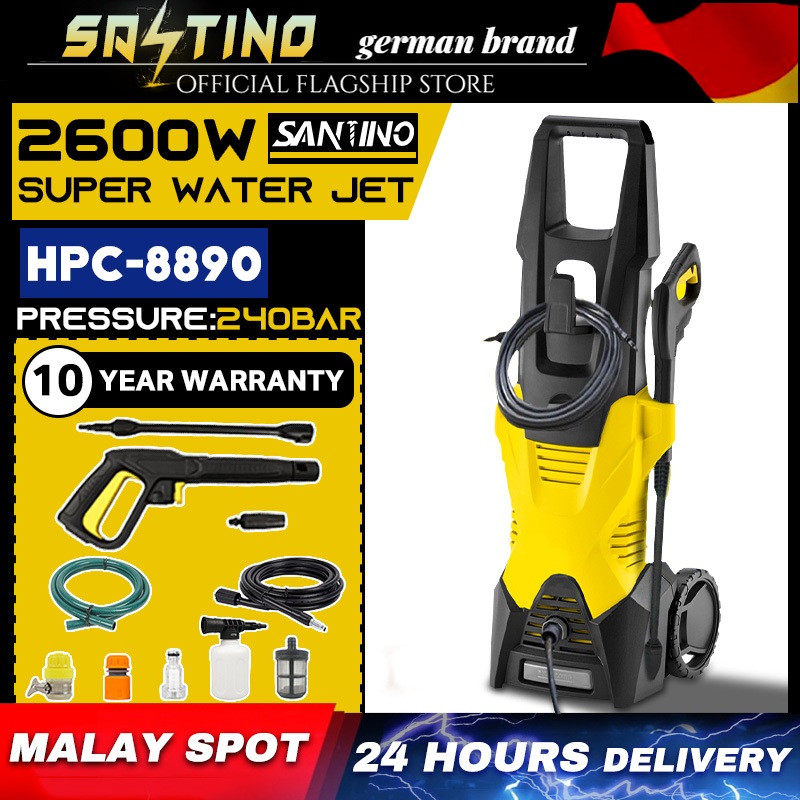 SANTINO Brushless Water Jet High Pressure Cleaner 2600W HPC-8890(10Year Warranty) Home Car Wash Waterjet Sprayer