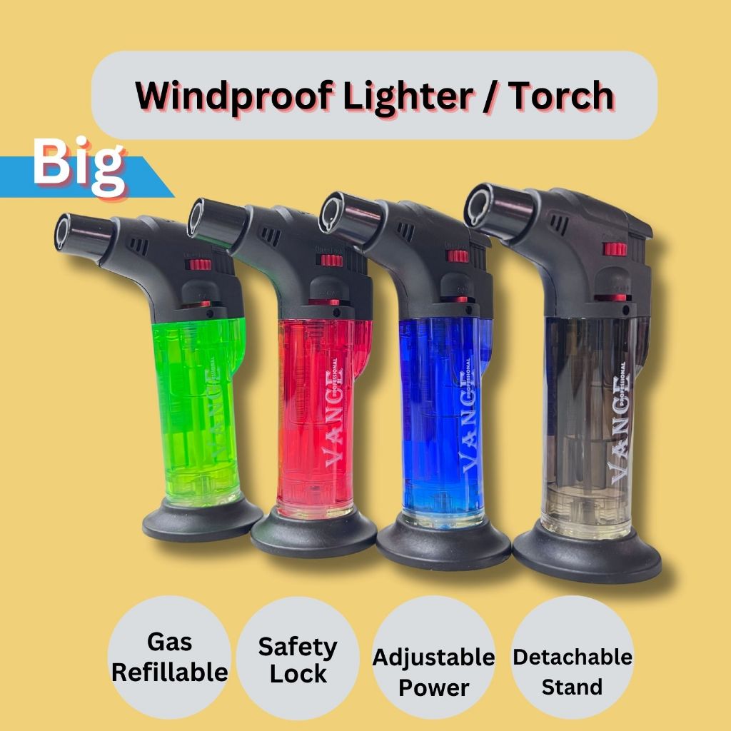 VANCE Lighter Jet Flame Torch Windproof Turbo Fire Refillable Big Size Pemetik Api Bukhoor 防风打火机