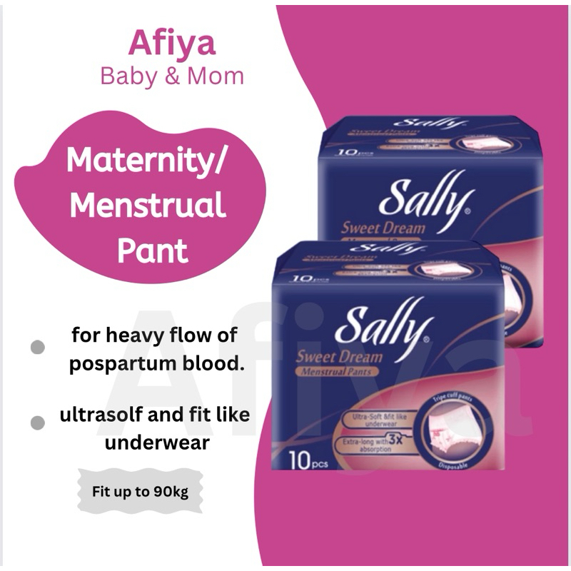 SALLY MENSTRUAL PANTS | DISPOSABLE TRIPE CUFF PANTS | REGULAR & EXTRA SIZE MATERNITY PADS