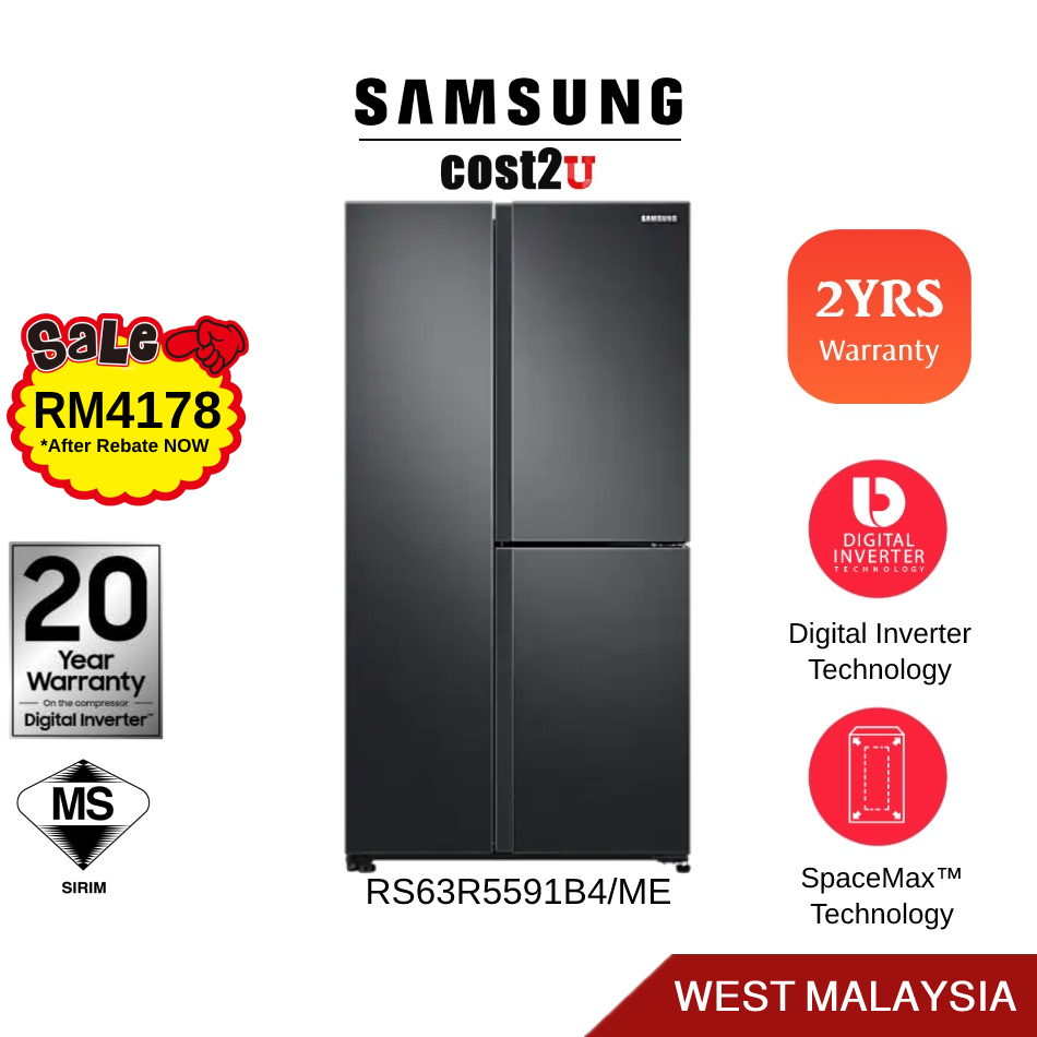 [Metal Cooling] Samsung 670L Inverter Side by Side | RS63R5591B4/ME Fridge Refrigerator Peti Ais Peti Sejuk 电冰箱