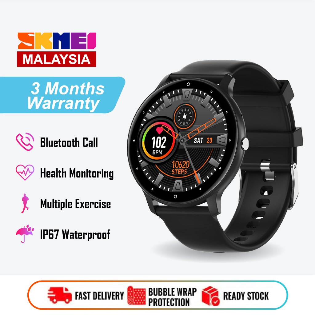 SKMEI Smart Watch Local Warranty Waterproof Fitness Tracker Full Touch Screen Heart Rate Multifunctional Jam Tangan