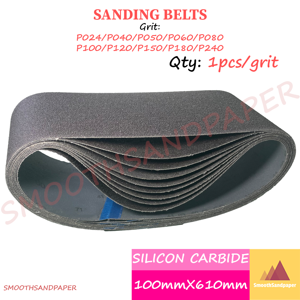 Sanding Belts Silicon Carbide Kertas Pasir 100mmX610mm (4"X24") 4寸手提坦克机木工家具打磨抛光黑色碳化硅砂带610*100可定制 image 4