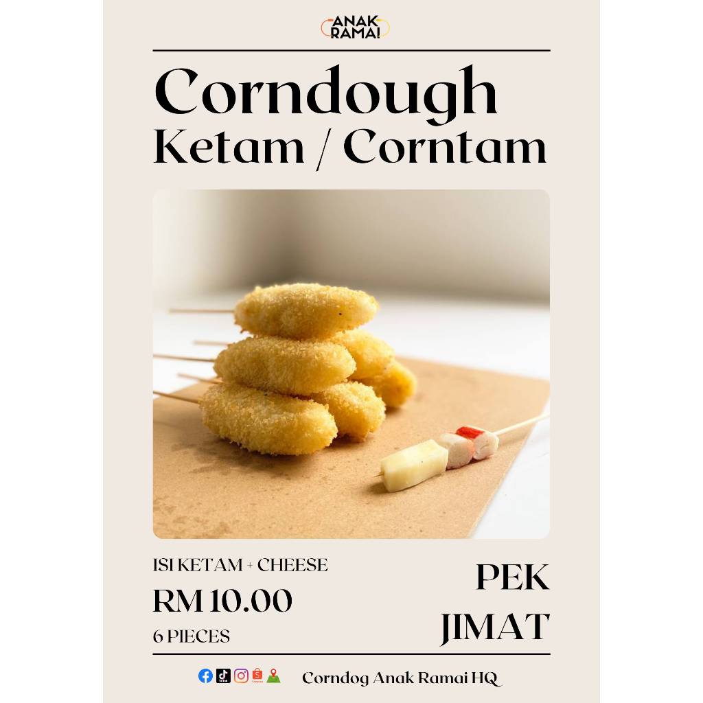 Corndough Corndog Ketam / Corntam Anak Ramai Frozen Halal Murah Jimat Sedap Cheese Mozarella