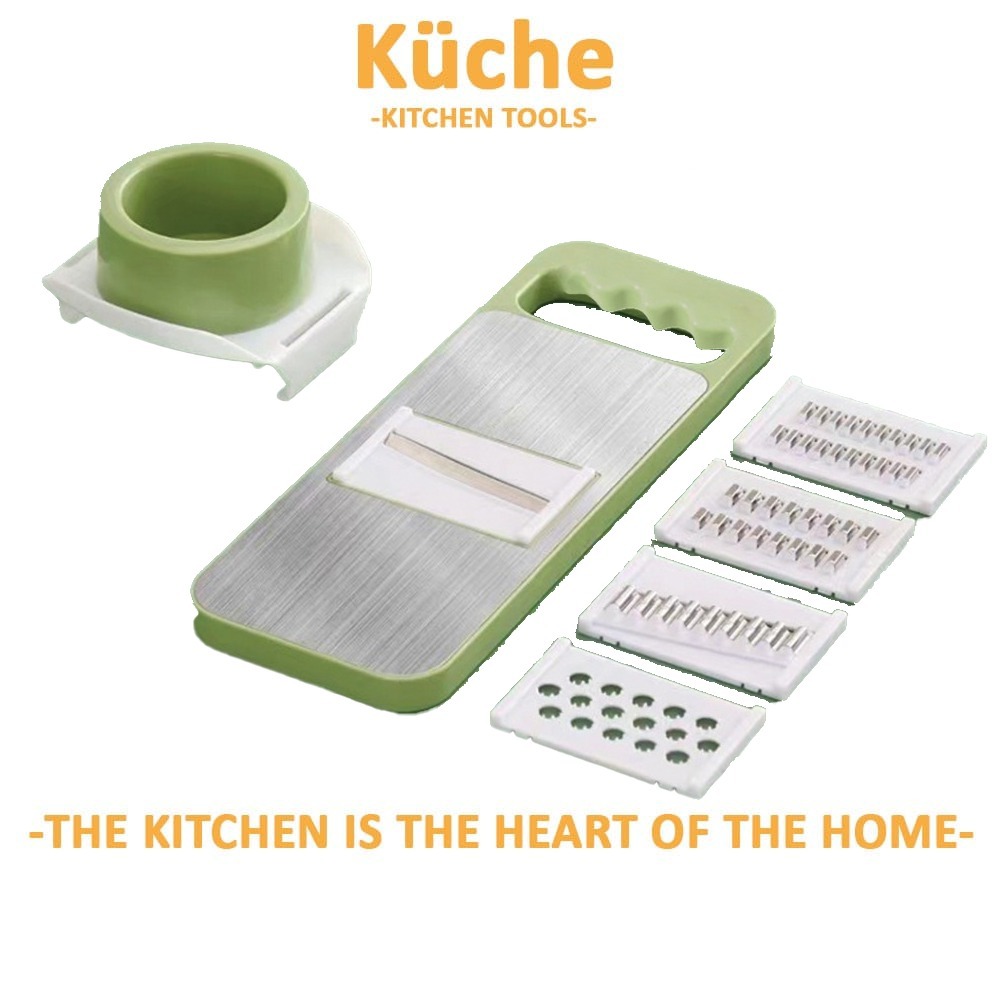 KUCHE 5 Blades in 1 Set Stainless Steel Kitchen Vegetable Slicer Adjustable for Onion Tomato Cheese Slicer Food Slicer