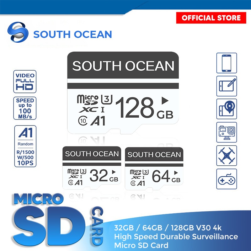 South Ocean Micro SD Card Class10 TF Memory Card High Speed 100MB 32GB/64GB/128GB For Phone CCTV