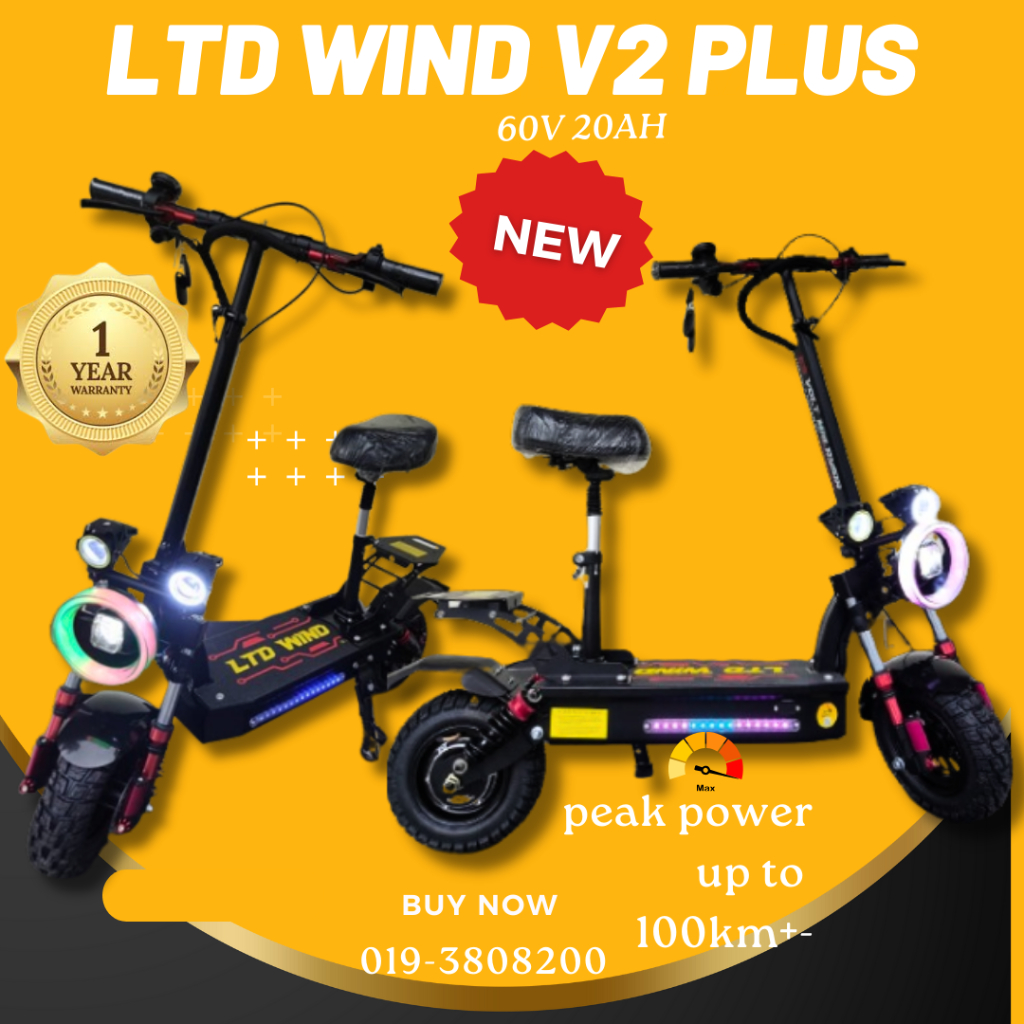 Electric Scooter ES VOLT 2024 60VPeak3100W 60-100KM LTD WIND V2 PLUS