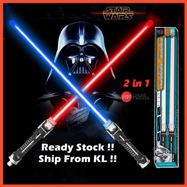 2in1 Lightsaber Props Space Weapon Kids Toys Sword LED Light & Sound Mainan Budak