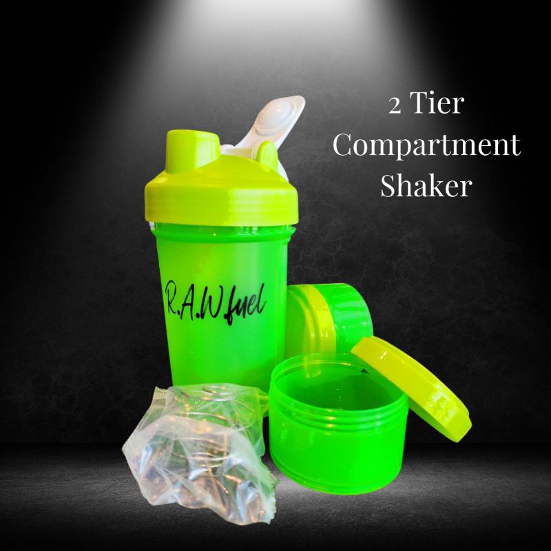 Shaker bottle 2 tier compartment storage