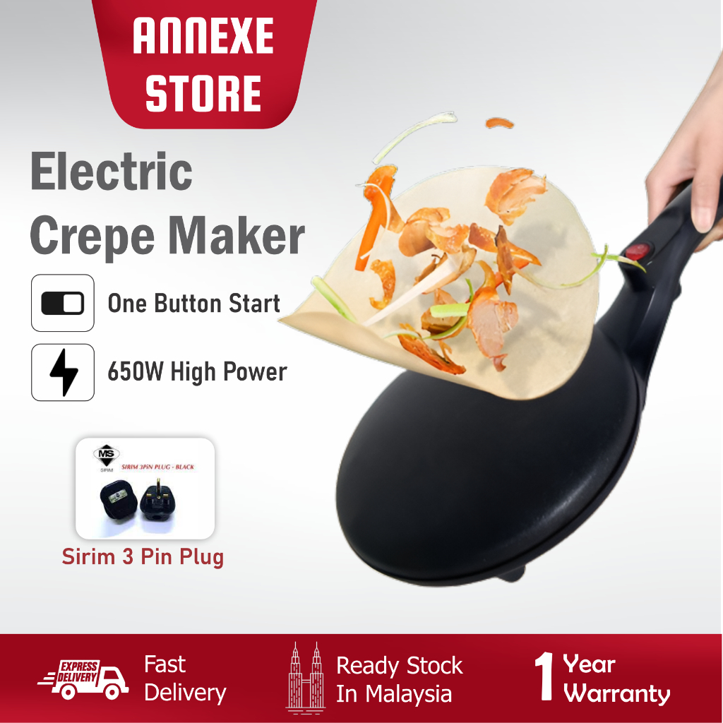 Household Non-Stick Crepe Maker Pan Electric Pancake Cake Machine Frying Griddle Portable Kitchen Baking Tool 220V 600W