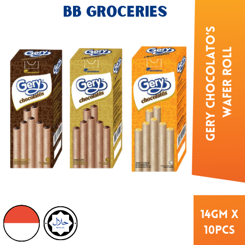 Gery Chocolato's Dark Chocolate / Chocolate / Hazelnut /Sweet Cheese Wafer Roll 14gm x 10Pcs