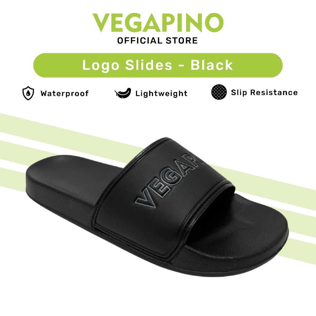 Vegapino Logo Slides Black Shoes Sandal Slipper (For Men/Women)